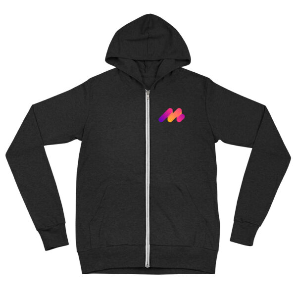 unisex lightweight zip hoodie charcoal black triblend front 62b3fc50676b5