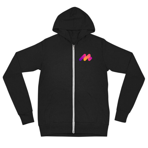 unisex lightweight zip hoodie solid black triblend front 62b3fc5067845