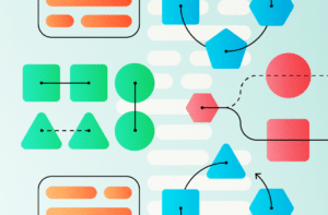 A graphic showing geographic shapes connecting by lines. The blog is about data saboteurs in Salesforce.