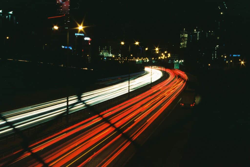 long exposure cars on a highway
