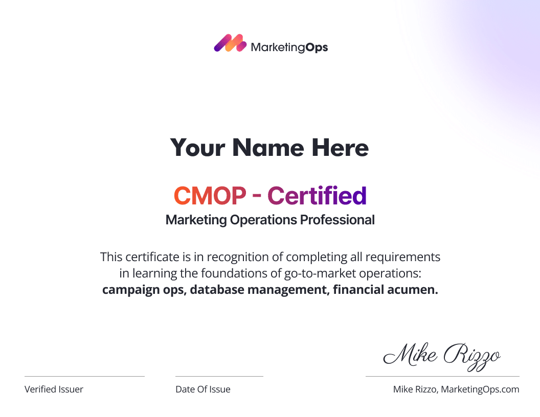 Sample CMOP Certificate